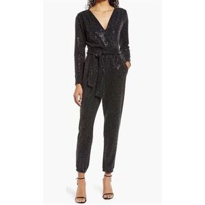 Chic Black Sequin Jumpsuit